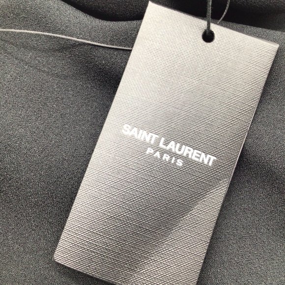 SAINT LAURENT BLACK RUFFLED CREPE MINI DRESS - Picture 6 of 6